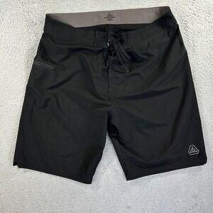 Prana Board Shorts Mens 36‎ Black Active Unlined Swim Trunks Surf Beach Fenton